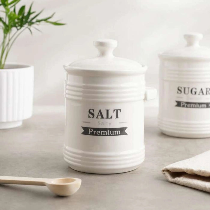 Luisa Salt Canister With Spoon 700Ml - White