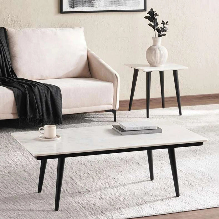 Lukenz End Table Marble - White & Black Pan Home