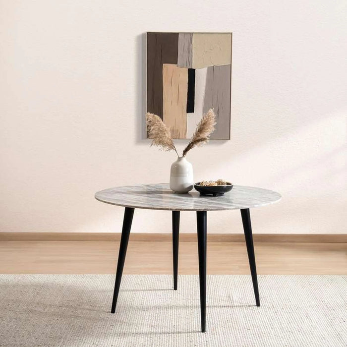 Lukenz New 4 Seater Dining Table Marble Large - Beige Black