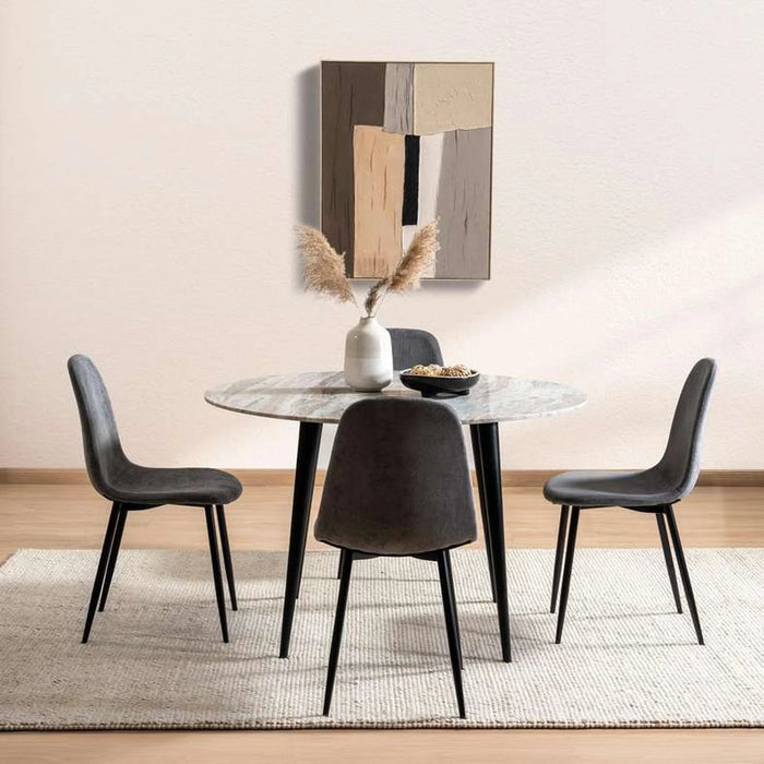 Lukenz New 4 Seater Dining Table Marble Large - Beige Black