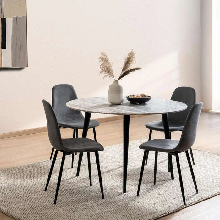 Lukenz New 4 Seater Dining Table Marble Large - Beige Black