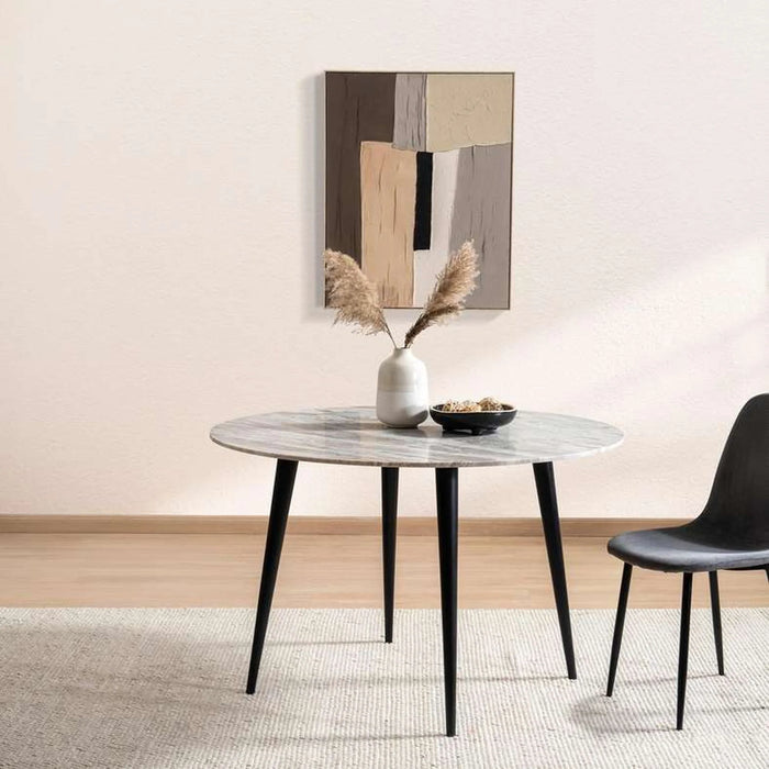 Lukenz New 4 Seater Dining Table Marble Large - Beige Black