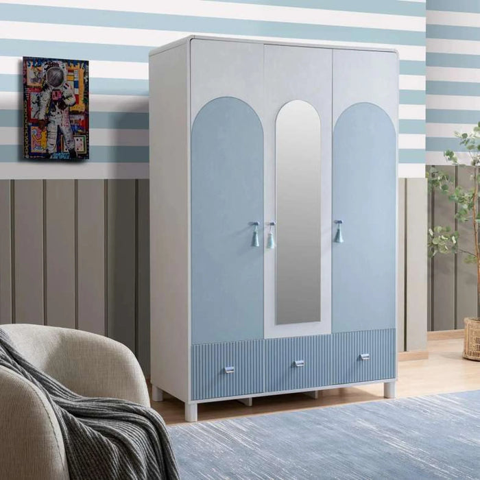 Luna Kids 3 Door Wardrobe - Blue