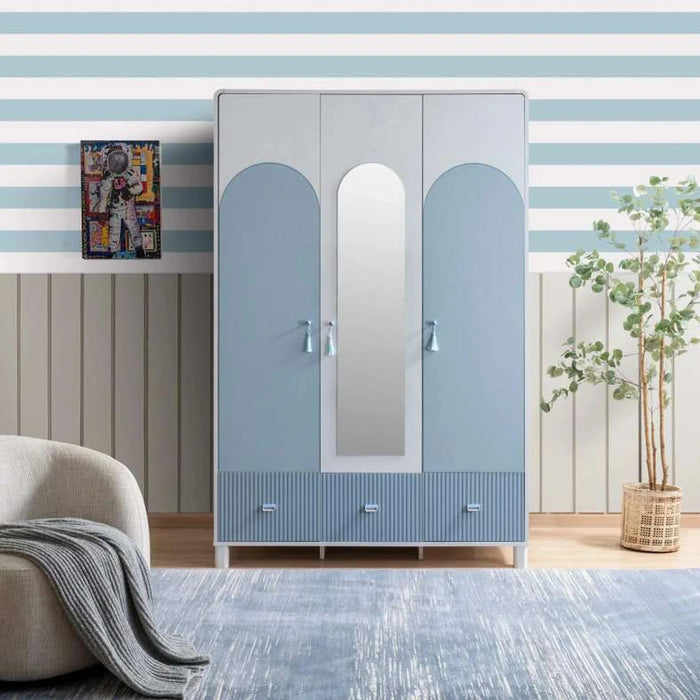 Luna Kids 3 Door Wardrobe - Blue