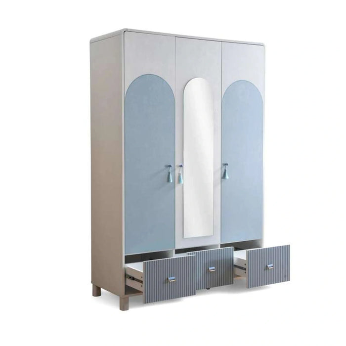 Luna Kids 3 Door Wardrobe - Blue