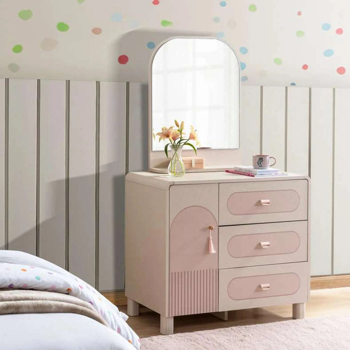 Luna Kids Dresser With Mirror - Pink