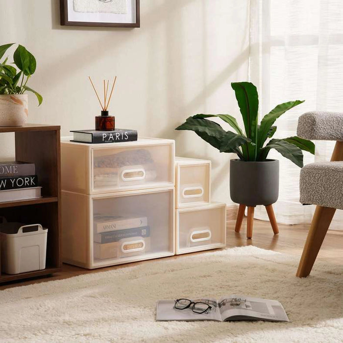 Luna Stackable Home Organizer Drawer Box -White