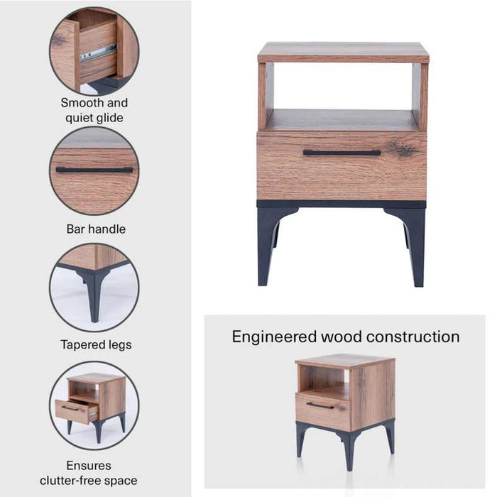 Lupo End Table With 1 Drawer Melamine Pan Home