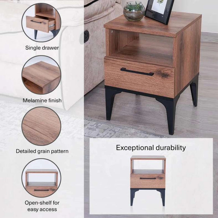 Lupo End Table With 1 Drawer Melamine Pan Home