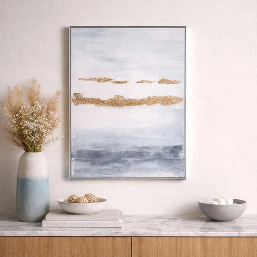 Lustre Hand Painted Canvas Wall Art 50X71Cm - Blue Pan Home