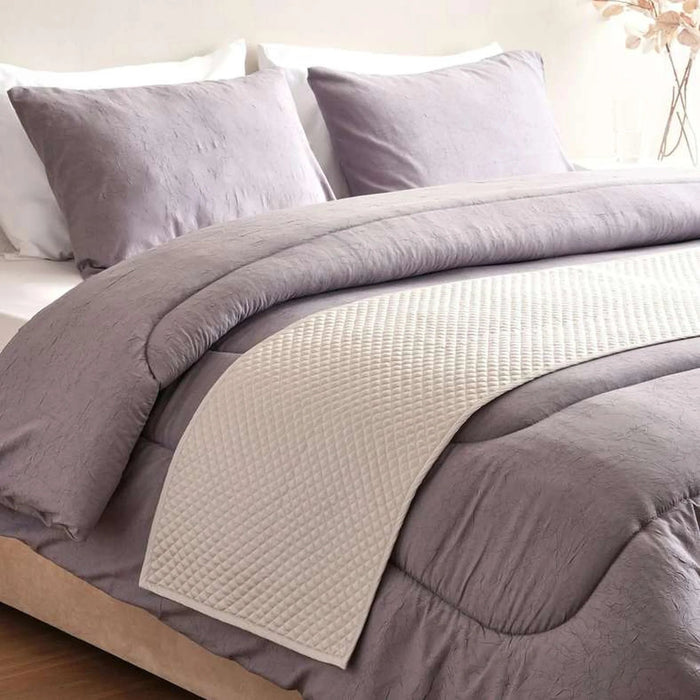 Luxe Cotton Tencel Quilted Bed Runner 50X240Cm - Grey Pan Home