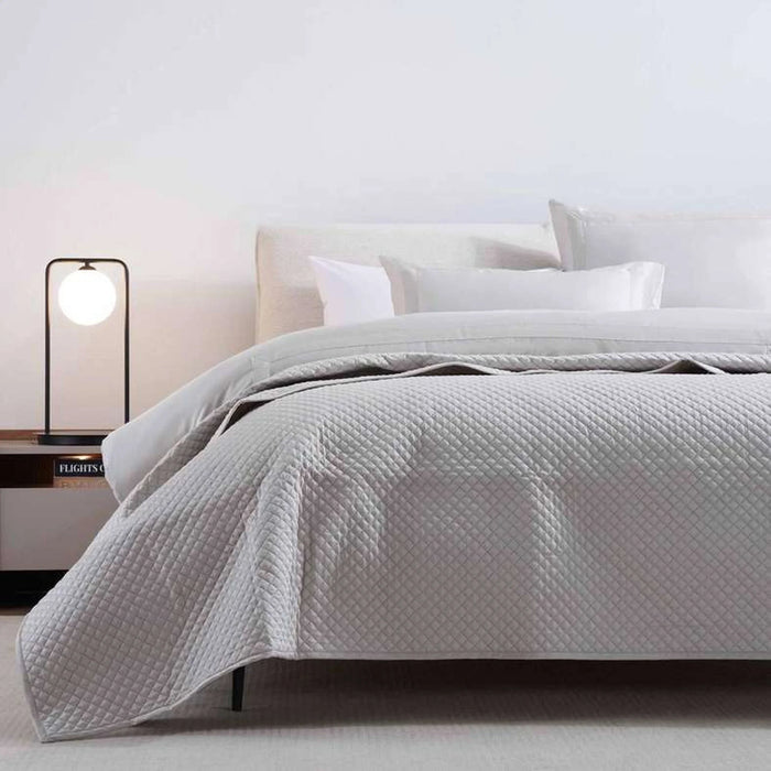 Luxe Cotton Tencel Quilted Bedspread 220X240Cm - Grey