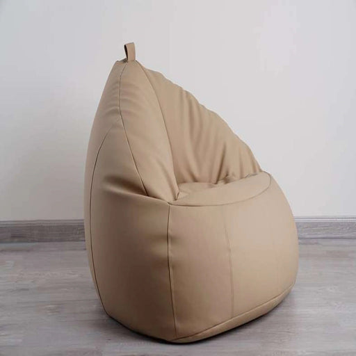 Luxe Faux Leather Chair Bean Bag 78X81X74Cm-Beige Pan Home
