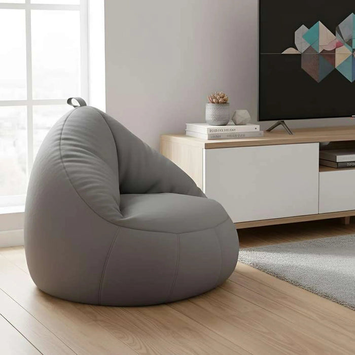 Luxe Faux Leather Chair Bean Bag 78X81X74Cm-Grey Pan Home