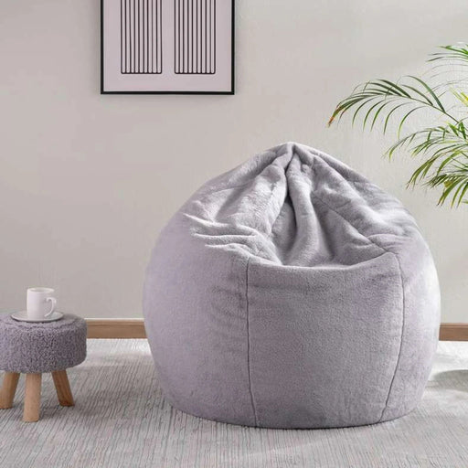 Luxe Fur Bean Bag 96X96X54 Cm -Grey Pan Home