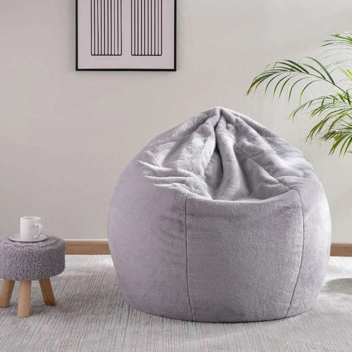 Luxe Fur Bean Bag 96X96X54 Cm -Grey Pan Home