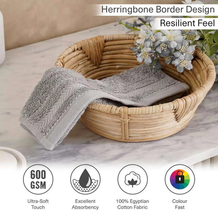 Luxury Egyptian 600 Gsm Cotton Fingertip Towel 30X30Cm - Grey Dove