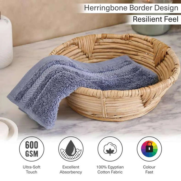 Luxury Egyptian 600 Gsm Cotton Fingertip Towel 30X30Cm - Slate Blue