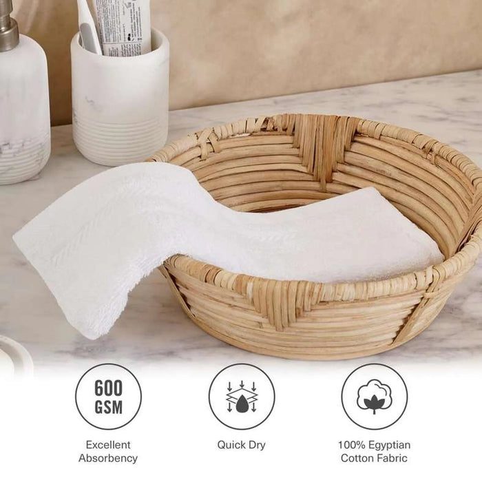 Luxury Egyptian 600 Gsm Cotton Fingertip Towel-30X30Cm - White