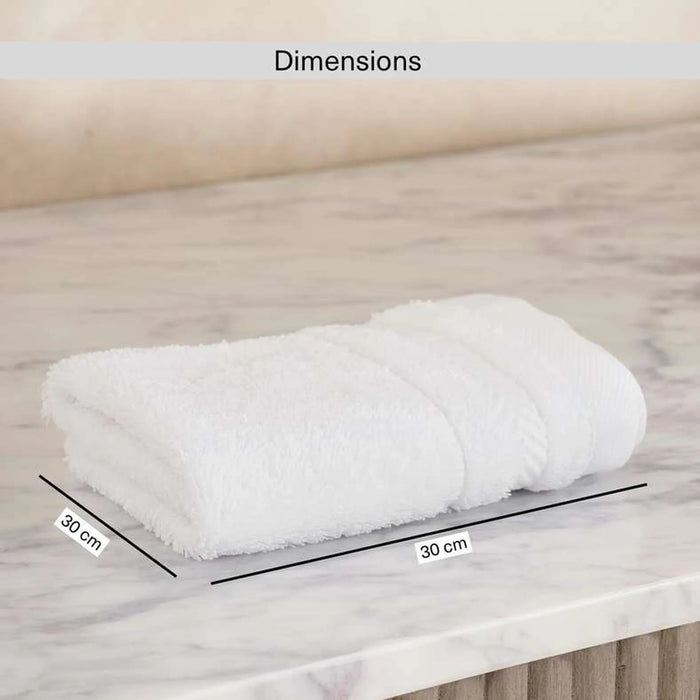 Luxury Egyptian 600 Gsm Cotton Fingertip Towel-30X30Cm - White