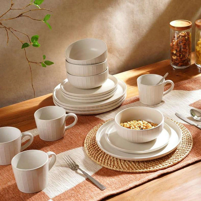 Lyana 16-Piece Stoneware Dinner Set -Grey