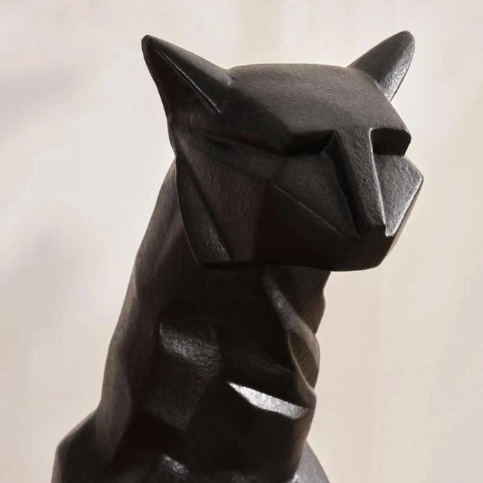Lynx Fibre Glass Leopard Figurine 35.5X26X85Cm- Sandy Black Pan Home