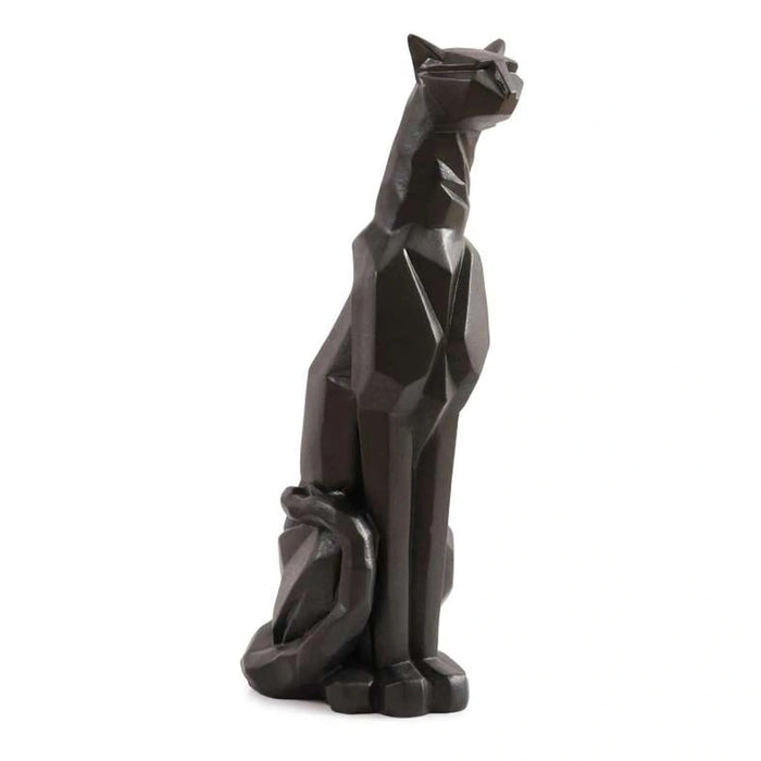 Lynx Fibre Glass Leopard Figurine 35.5X26X85Cm- Sandy Black Pan Home