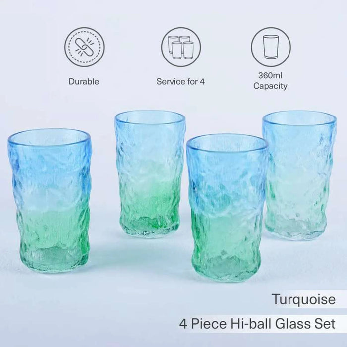 Lyra Set Of 4 Hi-Ball 360Ml-Turqoise