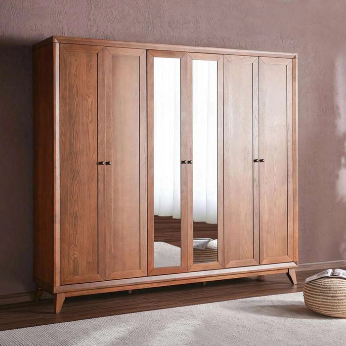 Lyrah 6 Door Wardrobe - Walnut Pan Home