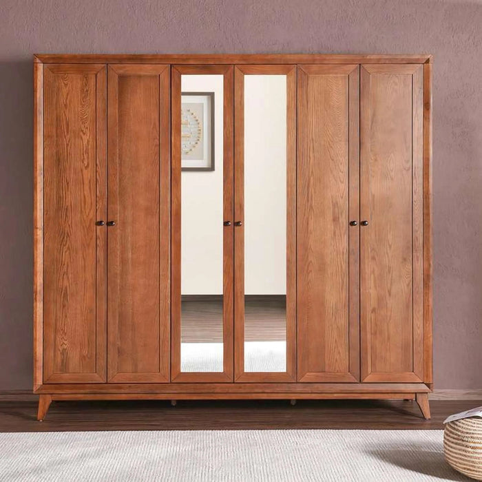 Lyrah 6 Door Wardrobe - Walnut Pan Home