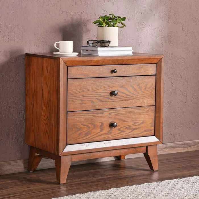Lyrah Night Stand With 3 Drawers - Walnut Pan Home