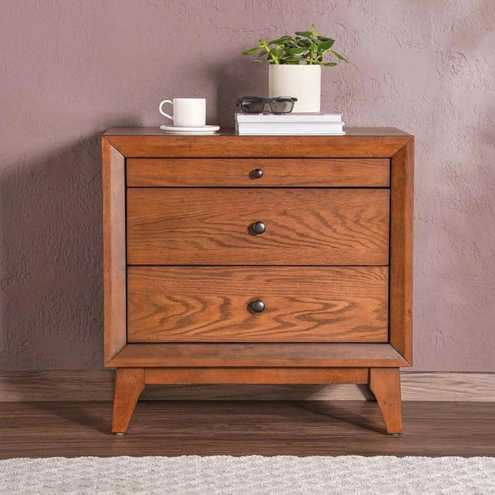 Lyrah Night Stand With 3 Drawers - Walnut Pan Home