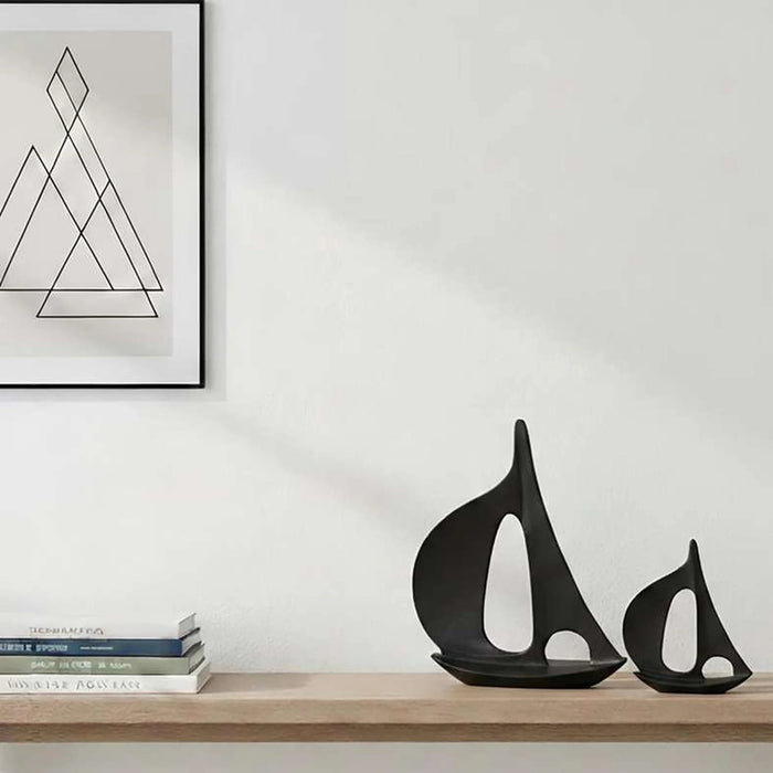 Lysa Metal Boat Decor Accent 38X10X45Cm - Black Pan Home