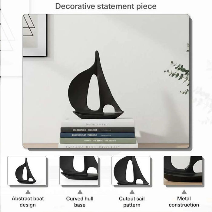 Lysa Metal Boat Decor Accent 38X10X45Cm - Black Pan Home