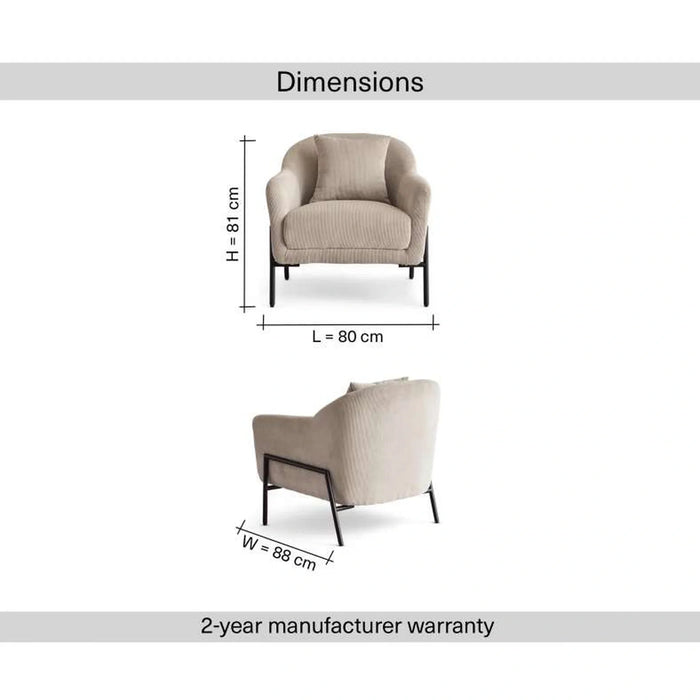 Mabro Single Seater Sofa - Light Grey