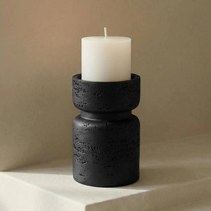 Macey Polyresin Pillar Candle Holder 9X9X15Cm - Black