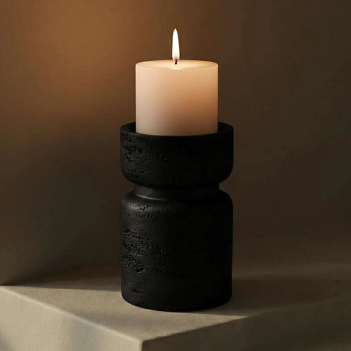 Macey Polyresin Pillar Candle Holder 9X9X15Cm - Black