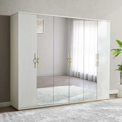 Macy 6 Door Wardrobe - Matte Cream Pan Home
