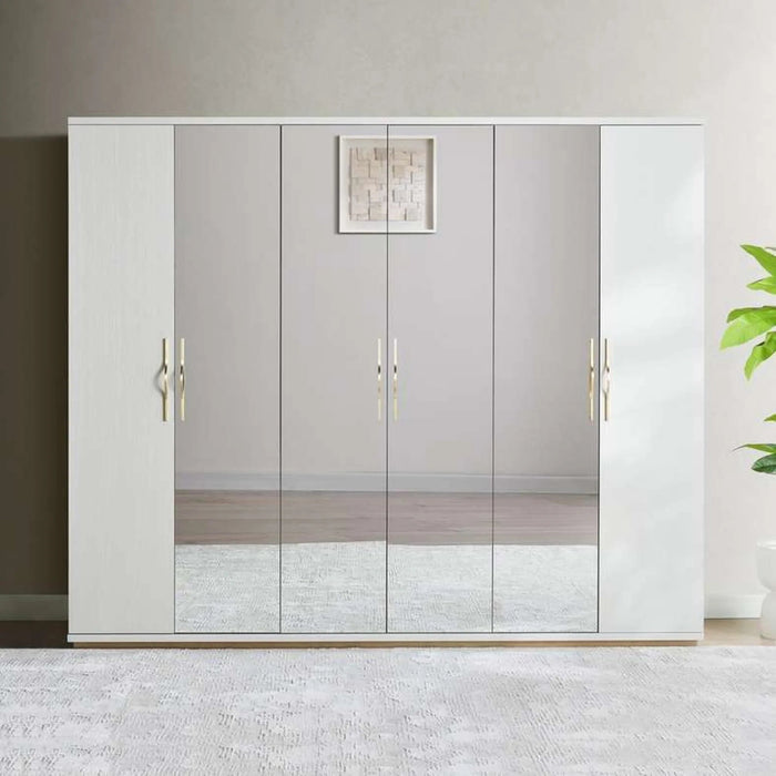 Macy 6 Door Wardrobe - Matte Cream Pan Home