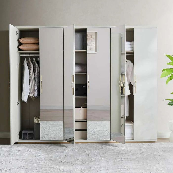 Macy 6 Door Wardrobe - Matte Cream Pan Home