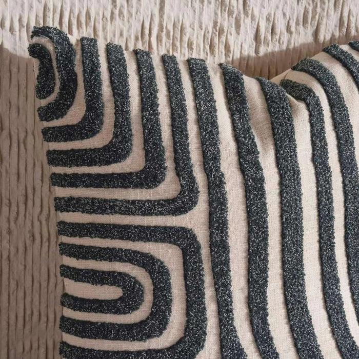 Madagascar Embroidery  Down Alternative Filled Cushion 50X50Cm-Black Pan Home