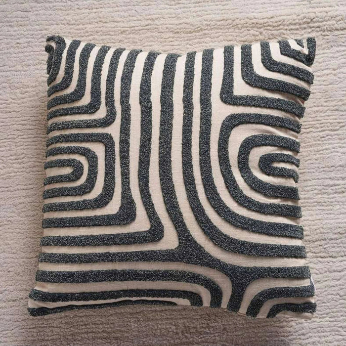 Madagascar Embroidery  Down Alternative Filled Cushion 50X50Cm-Black Pan Home
