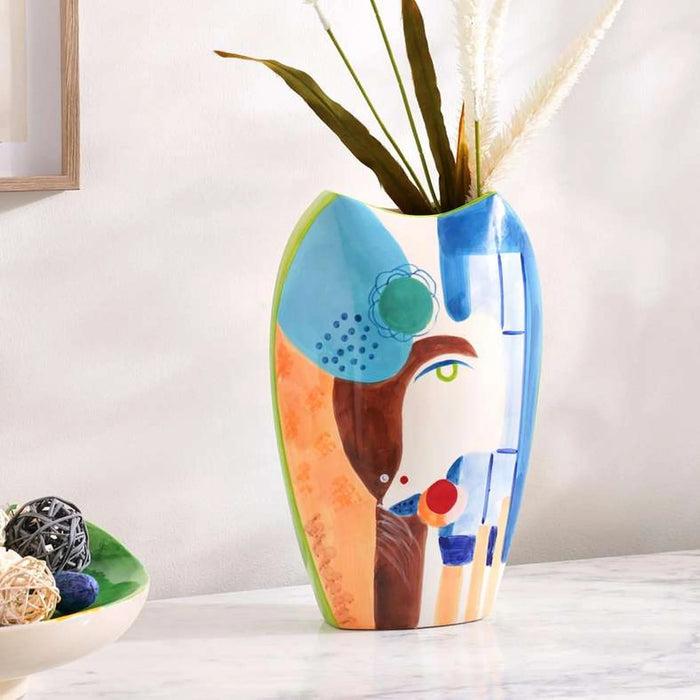 Madison Handpainted Ceramic Vase 22X11.5X33Cm- Blue