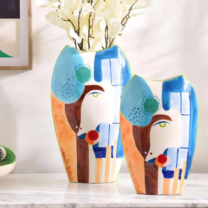 Madison Handpainted Ceramic Vase 22X11.5X33Cm- Blue