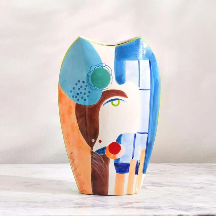 Madison Handpainted Ceramic Vase 22X11.5X33Cm- Blue