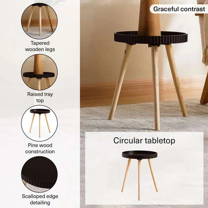 Maison Accent Table Wood - Black & Natural Pan Home