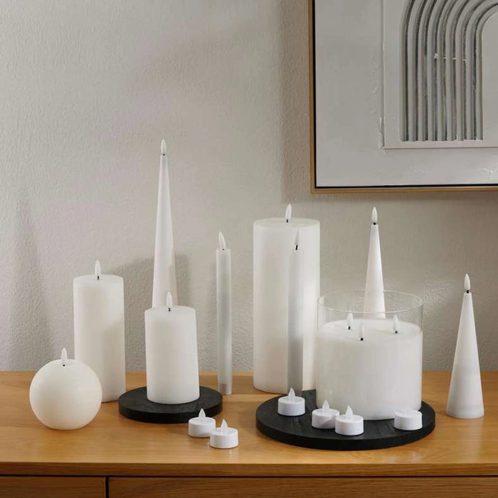 Majestic 2-Piece Led Wax Taper Candle With Rustic Surface Dia 2X22Cm - White