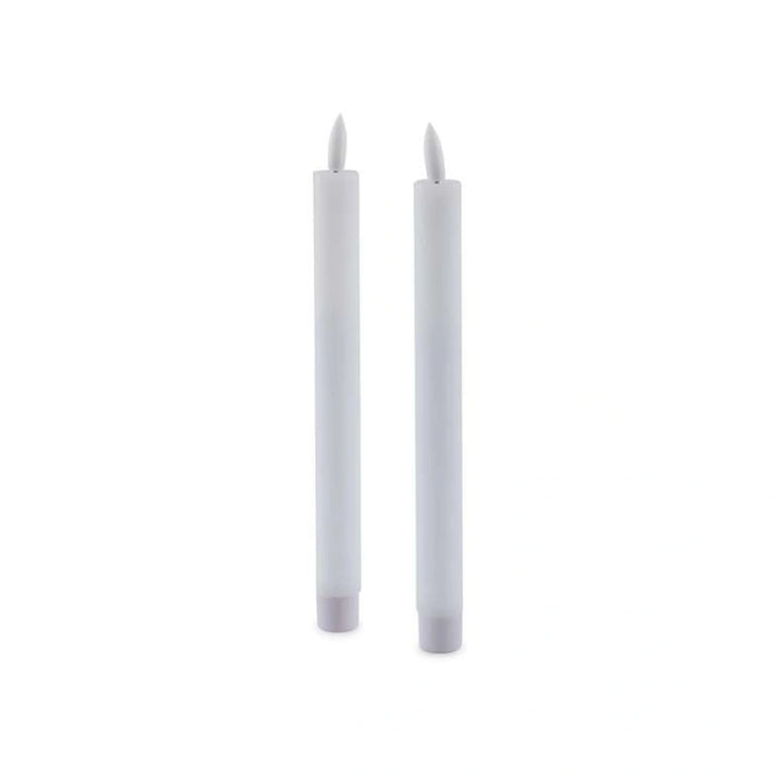Majestic 2-Piece Led Wax Taper Candle With Rustic Surface Dia 2X22Cm - White