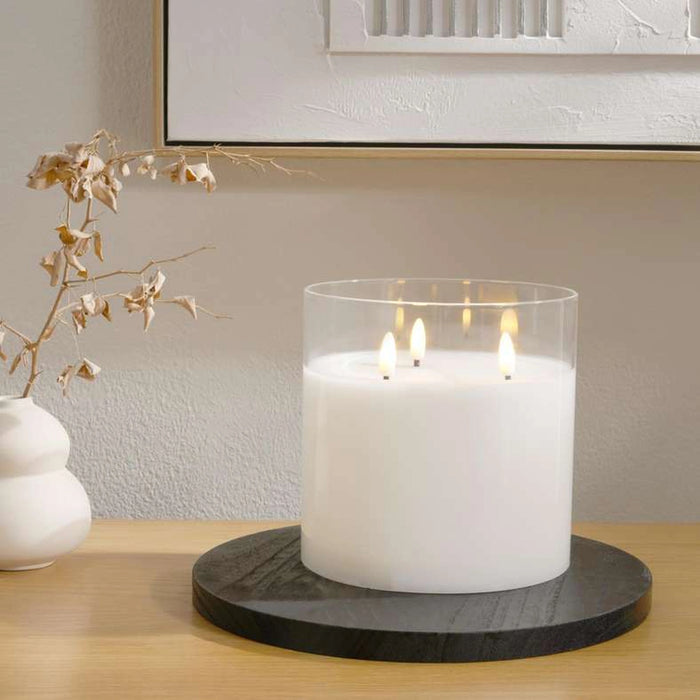 Majestic 3-Wick Led Wax Clear Glass Candle - Transparent