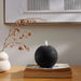 Majestic Led Wax Ball Shape Candle With Rustic Surface - Matt Black Pan Home